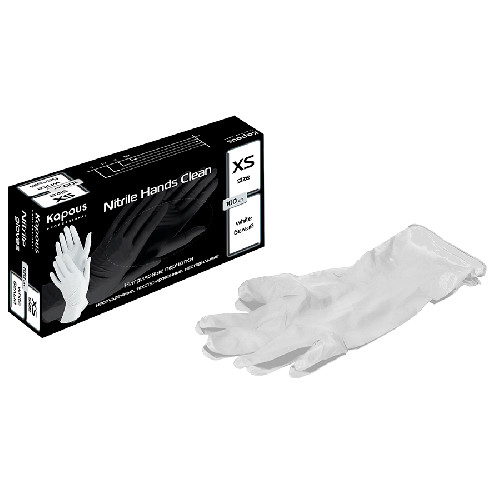 Нитриловые перчатки неопудр,нестерильные «Nitrile Hands Clean», белые, 100 шт, S