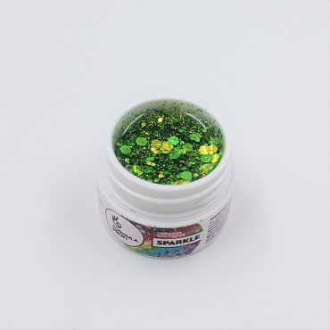 Топовое покрытие Sparkle green 5гр прозрачный с зелеными крупными блестками